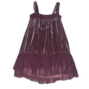 Anthropologie Twinkle by Wenlan Velvet Mini Dress Tiered Ruffle Mauve Purple sz4